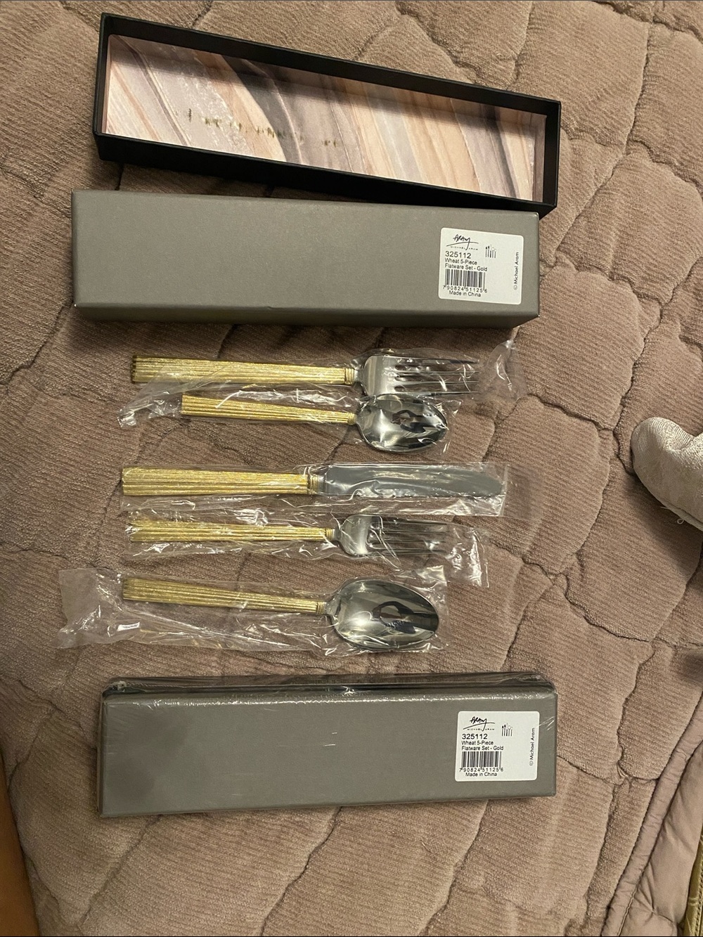 Michael Aram Gold-Textured Handle Flatware Set of 2